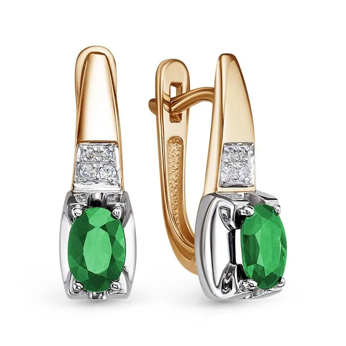 Серьги с английским замком из комбинированного золота