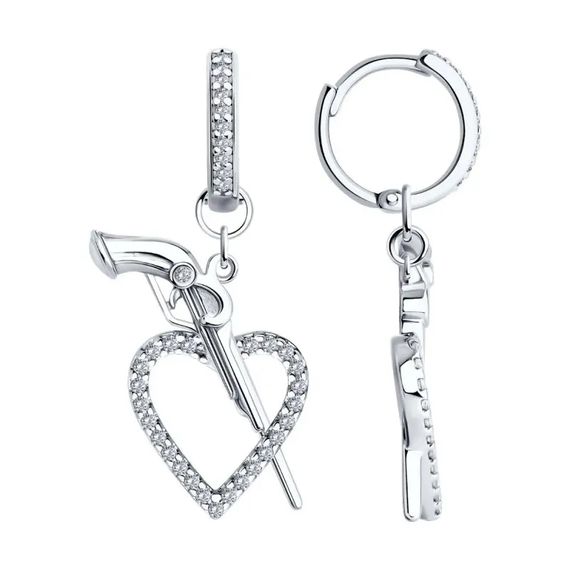 Серьги подвесные из серебра