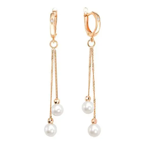 Серьги подвесные из красного золота