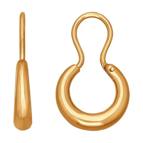 Серьги петельки из красного золота