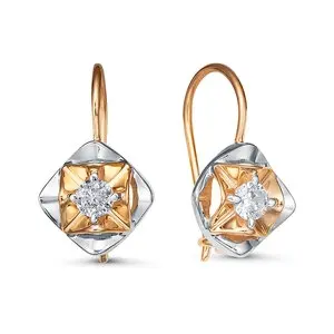 Серьги детские из комбинированного золота