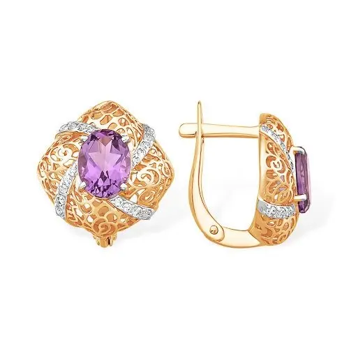 Серьги с английским замком из красного золота