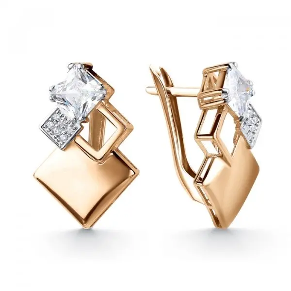 Серьги с английским замком из красного золота