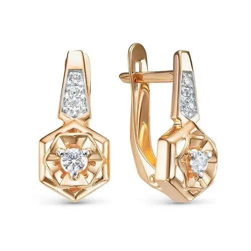 Серьги с английским замком из комбинированного золота