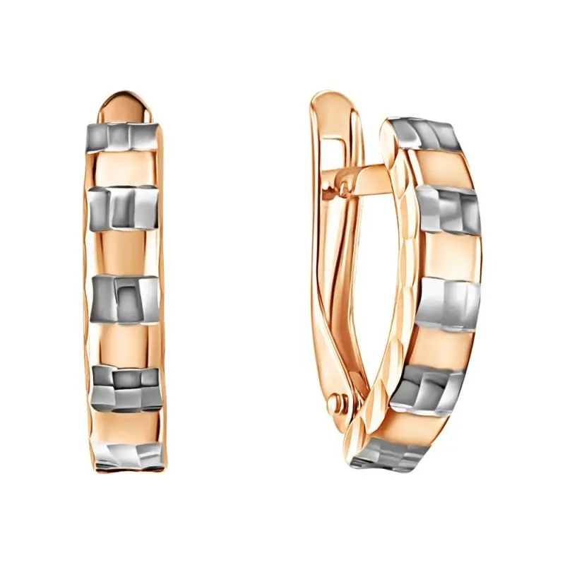 Серьги с английским замком из комбинированного золота