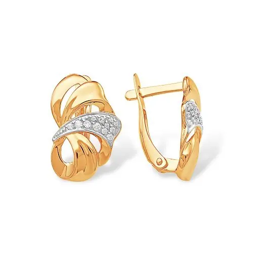Серьги с английским замком из красного золота