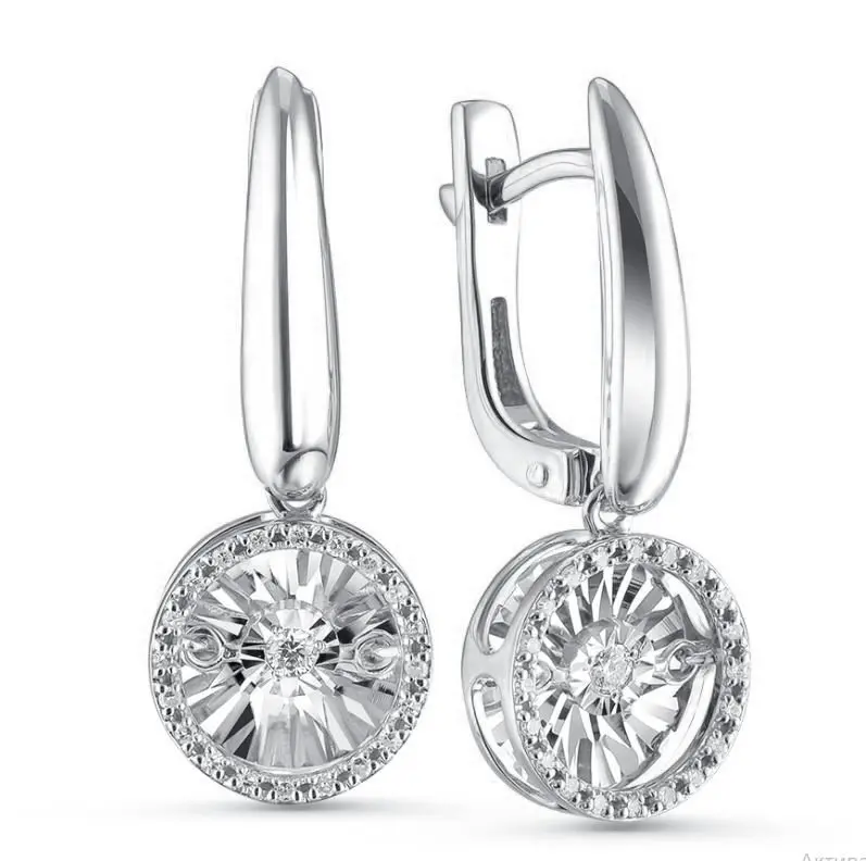 Серьги подвесные из белого золота