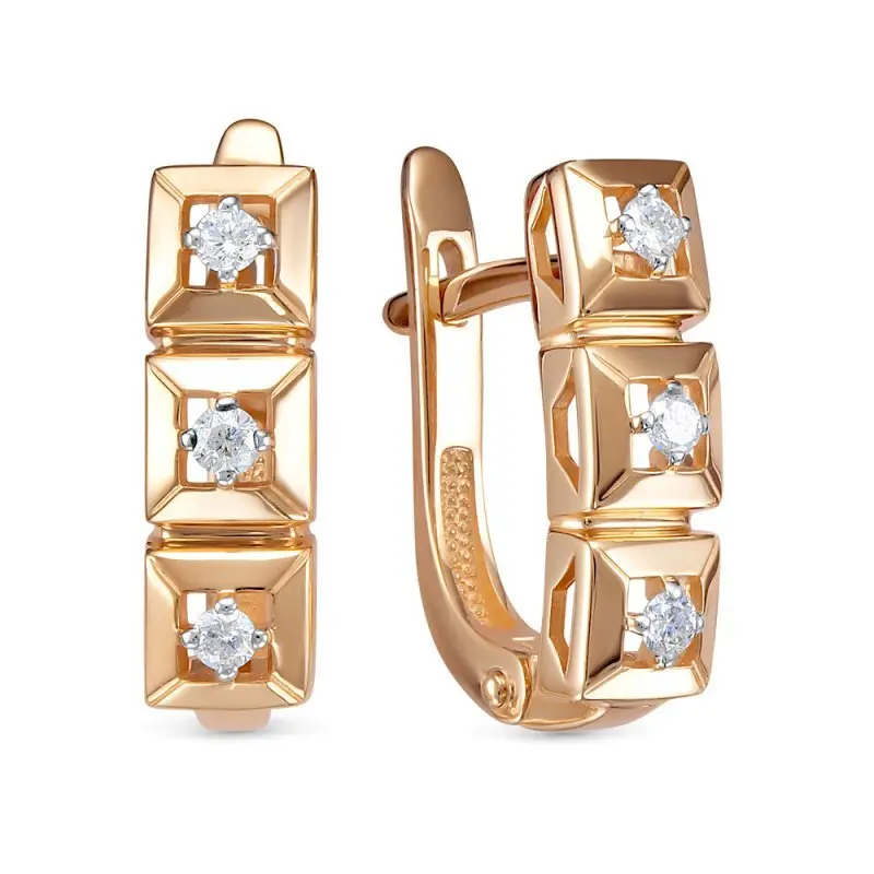 Серьги с английским замком из красного золота