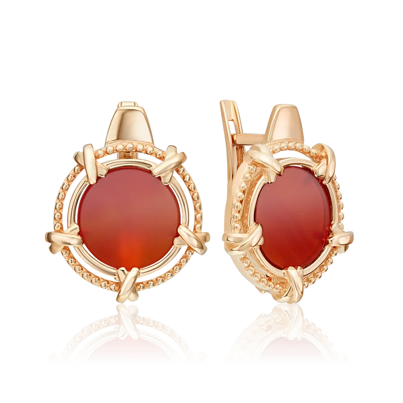 Серьги с английским замком из красного золота