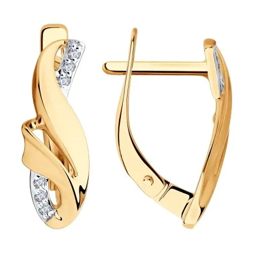 Серьги с английским замком из красного золота