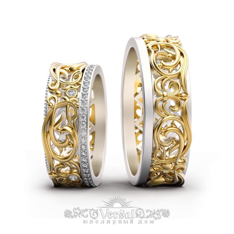 Кольцо обручальное из комбинированного золота без вставок