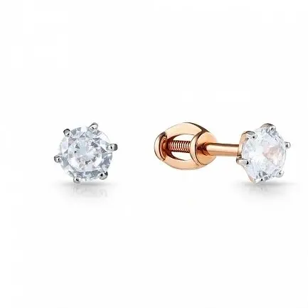 Серьги пуссеты из красного золота