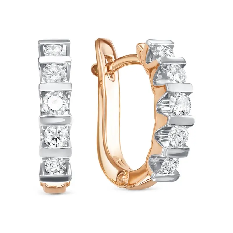 Серьги с английским замком из комбинированного золота