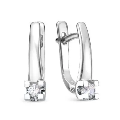 Серьги с английским замком из белого золота