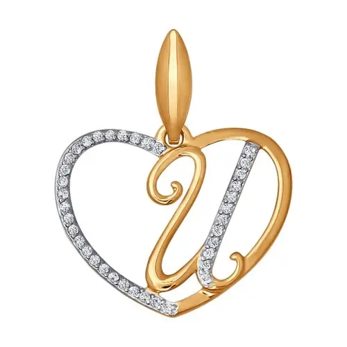 Подвеска буква из комбинированного золота