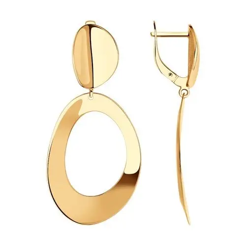 Серьги подвесные из красного золота