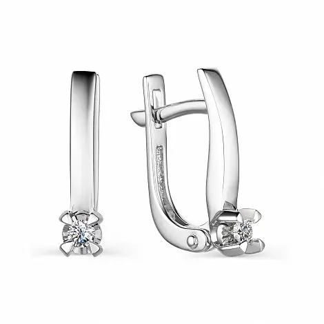 Серьги с английским замком из белого золота