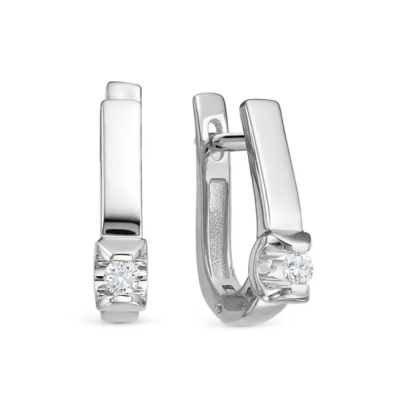 Серьги с английским замком из белого золота