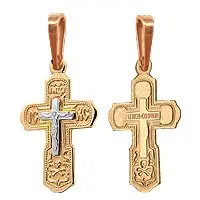 Подвеска крест из комбинированного золота