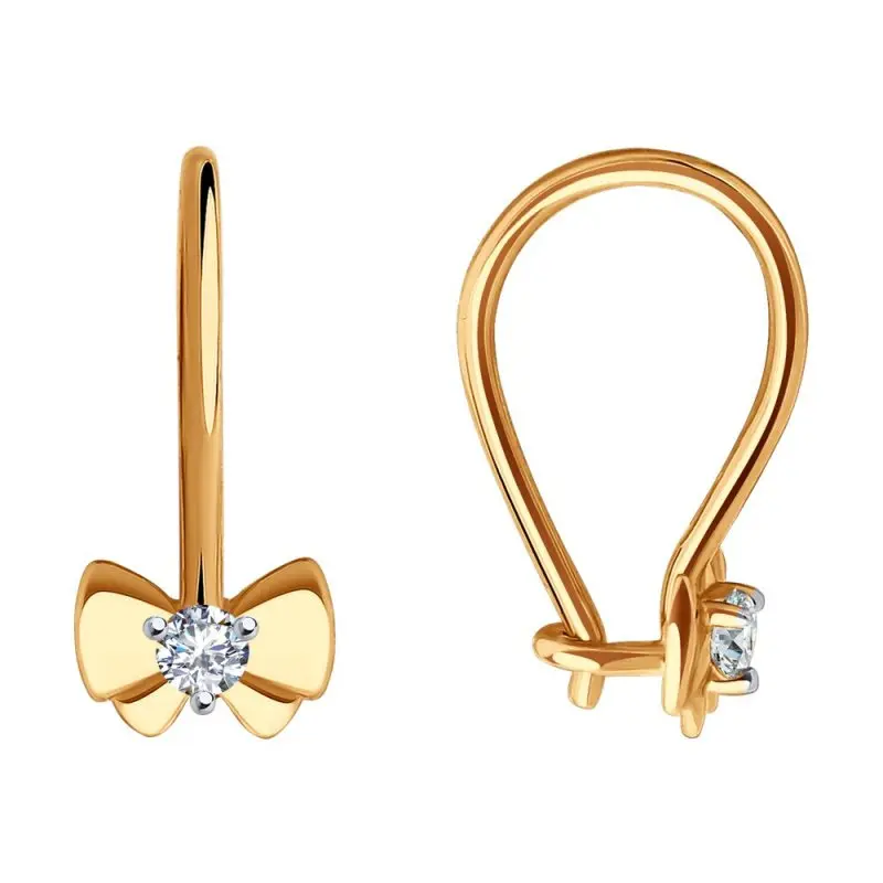 Серьги детские из красного золота