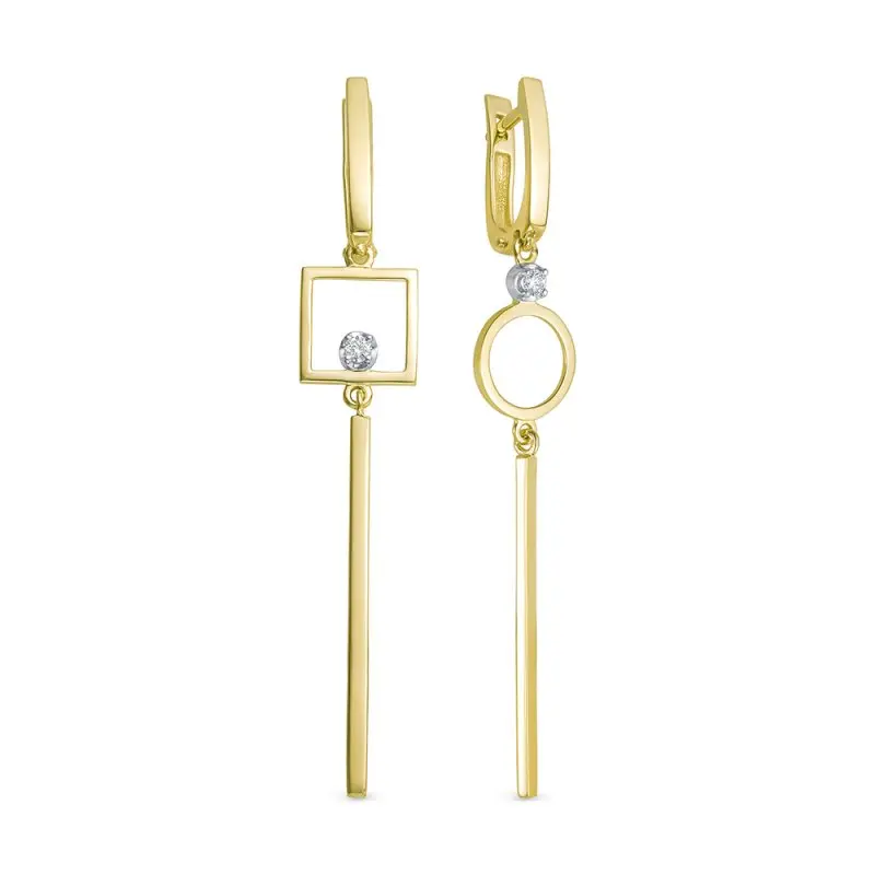 Серьги подвесные из желтого золота