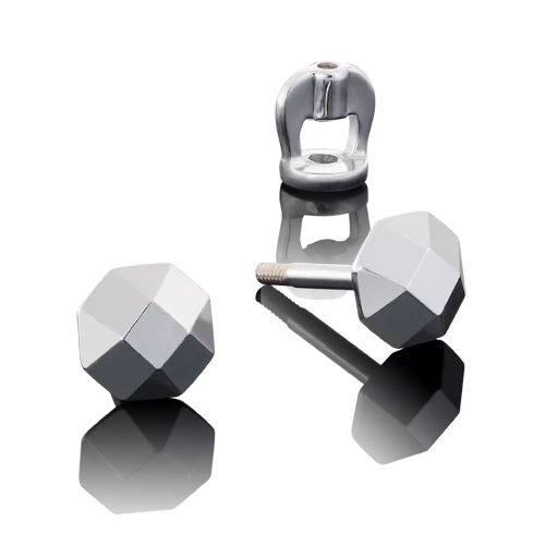 Серьги пуссеты из белого золота вид 1