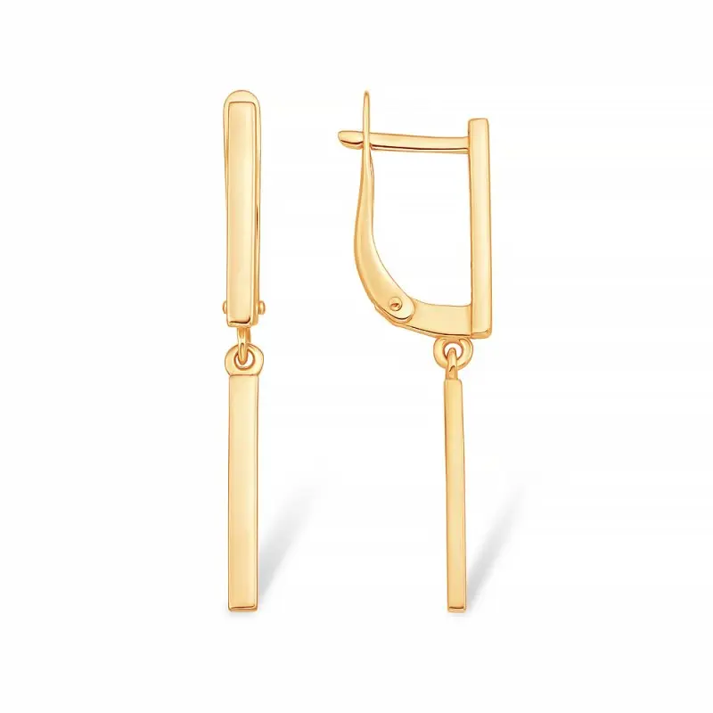 Серьги подвесные из красного золота