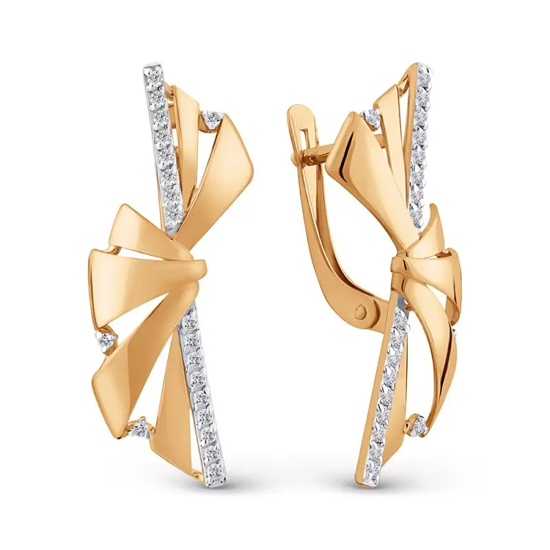 Серьги с английским замком из красного золота