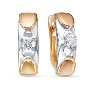 Серьги с английским замком из комбинированного золота