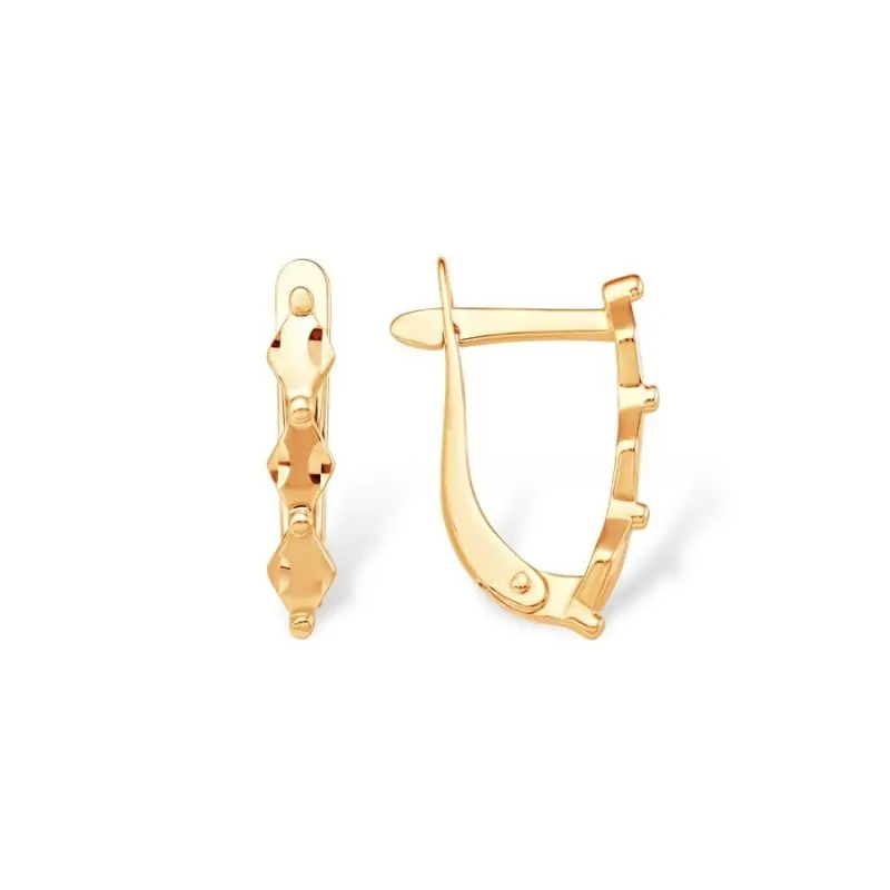 Серьги с английским замком из красного золота