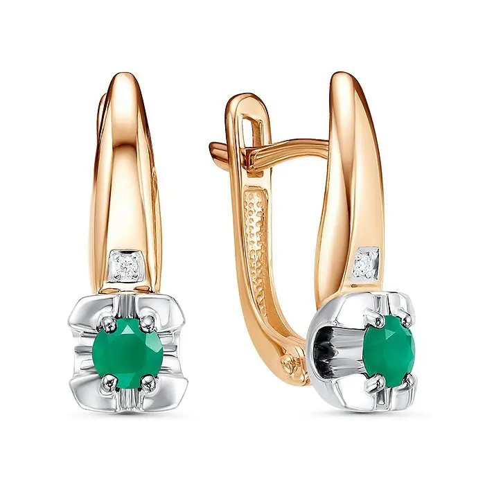 Серьги с английским замком из комбинированного золота