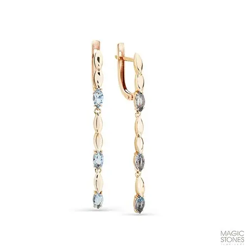 Серьги подвесные из красного золота