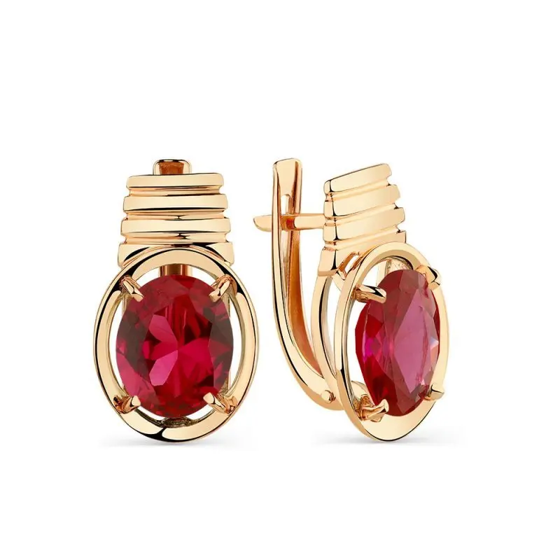 Серьги с английским замком из красного золота