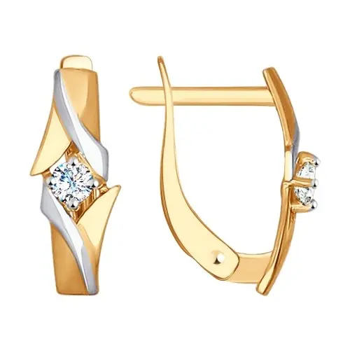 Серьги с английским замком из комбинированного золота