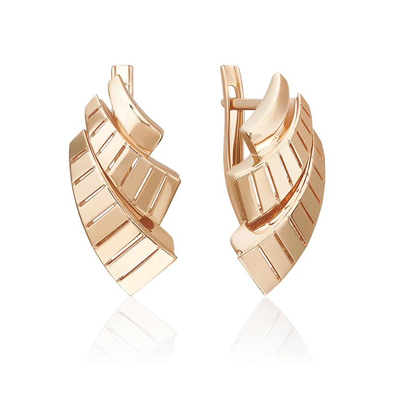 Серьги подвесные из красного золота