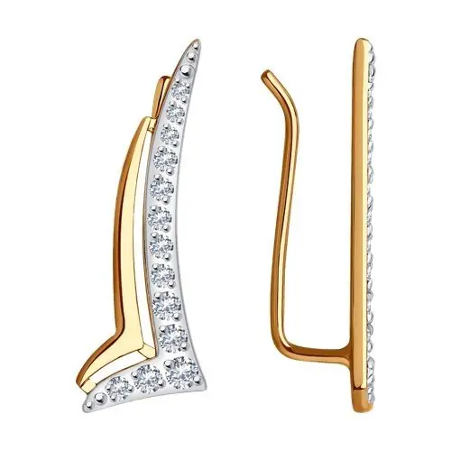 Серьги зажимы из комбинированного золота