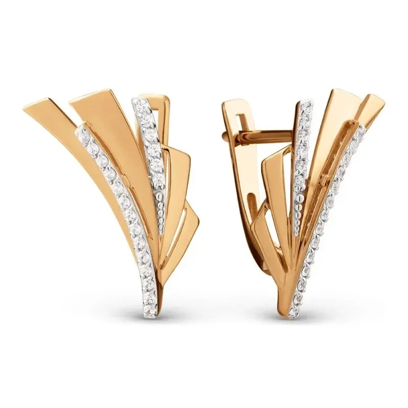 Серьги с английским замком из красного золота