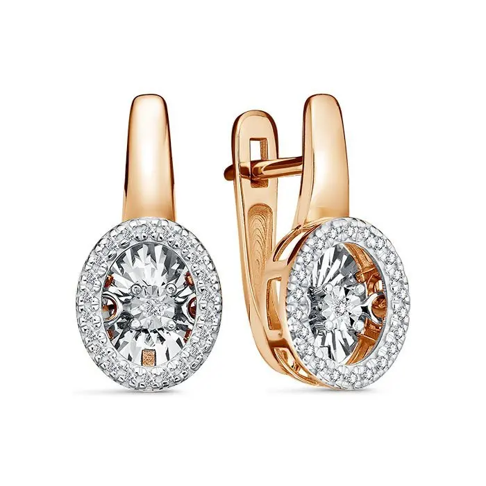 Серьги с английским замком из комбинированного золота