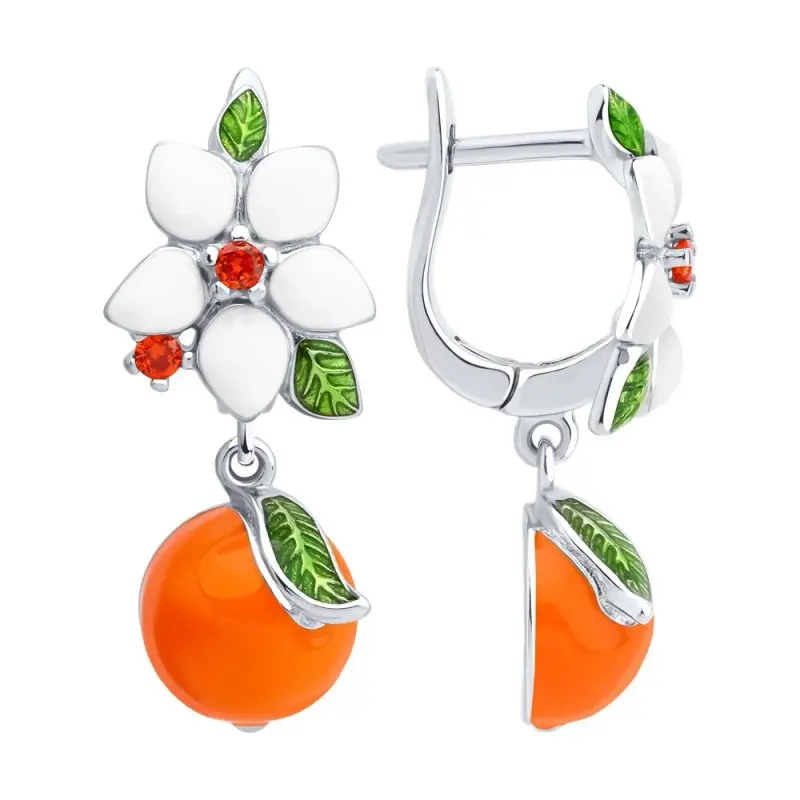 Серьги подвесные из серебра