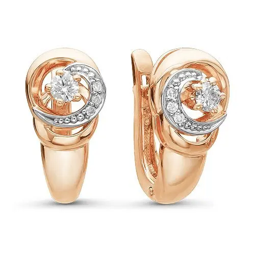 Серьги с английским замком из комбинированного золота