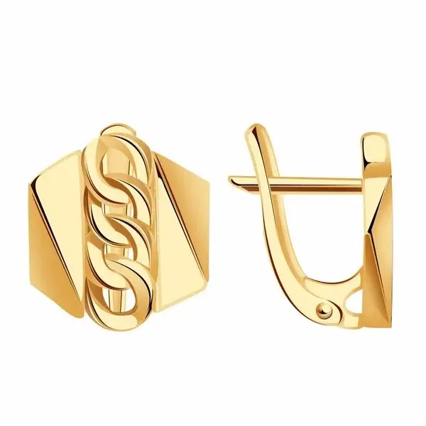 Серьги с английским замком из красного золота