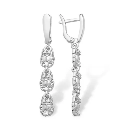 Серьги подвесные из серебра