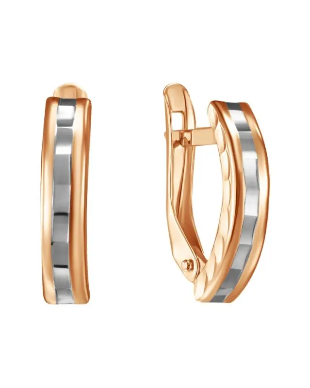 Серьги с английским замком из комбинированного золота