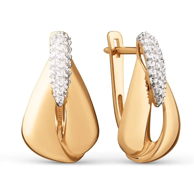 Серьги с английским замком из красного золота