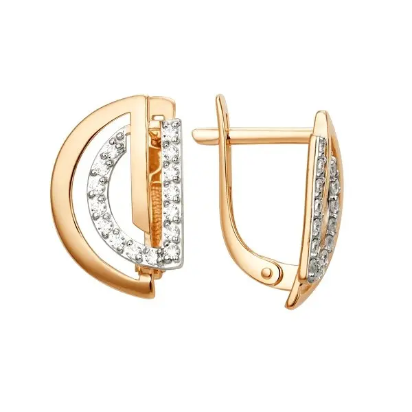 Серьги с английским замком из красного золота