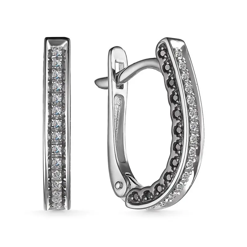 Серьги с английским замком из белого золота