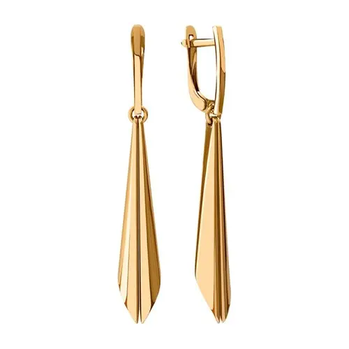 Серьги подвесные из красного золота