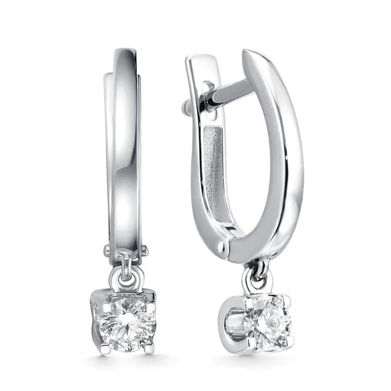 Серьги подвесные из белого золота