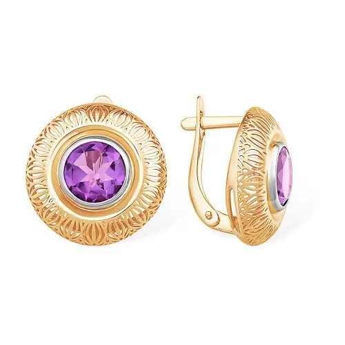 Серьги с английским замком из красного золота