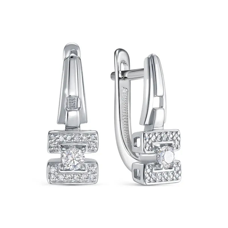 Серьги с английским замком из белого золота